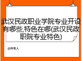 武汉民政职业学院专业开设有哪些,特色在哪(武汉民政职院专业特色)