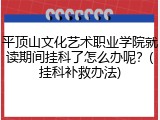 平顶山文化艺术职业学院就读期间挂科了怎么办呢？(挂科补救办法)