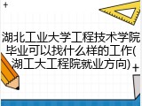 湖北工业大学工程技术学院毕业可以找什么样的工作(湖工大工程院就业方向)