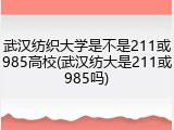 武汉纺织大学是不是211或985高校(武汉纺大是211或985吗)