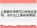 上海音乐学院可以自考去读吗，为什么(上音自考原因)