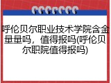 呼伦贝尔职业技术学院含金量量吗，值得报吗(呼伦贝尔职院值得报吗)