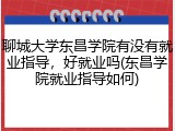 聊城大学东昌学院有没有就业指导，好就业吗(东昌学院就业指导如何)