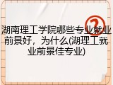 湖南理工学院哪些专业就业前景好，为什么(湖理工就业前景佳专业)