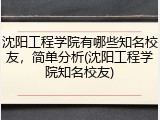 沈阳工程学院有哪些知名校友，简单分析(沈阳工程学院知名校友)