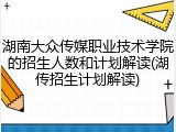 湖南大众传媒职业技术学院的招生人数和计划解读(湖传招生计划解读)