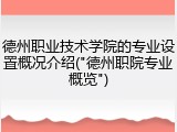 德州职业技术学院的专业设置概况介绍("德州职院专业概览")