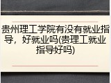 贵州理工学院有没有就业指导，好就业吗(贵理工就业指导好吗)