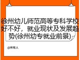 徐州幼儿师范高等专科学校好不好，就业现状及发展趋势(徐州幼专就业前景)