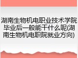 湖南生物机电职业技术学院毕业后一般能干什么呢(湖南生物机电职院就业方向)