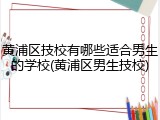 黄浦区技校有哪些适合男生的学校(黄浦区男生技校)