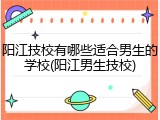 阳江技校有哪些适合男生的学校(阳江男生技校)