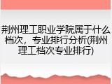 荆州理工职业学院属于什么档次，专业排行分析(荆州理工档次专业排行)