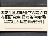 黑龙江能源职业学院是否有在职研究生,报考条件如何(黑龙江职院在职研条件)