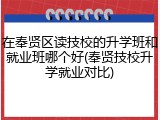 在奉贤区读技校的升学班和就业班哪个好(奉贤技校升学就业对比)