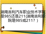 湖南吉利汽车职业技术学院是985还是211(湖南吉利职院是985或211？)