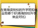 在青海读技校的升学班和就业班哪个好(青海技校升学就业对比)
