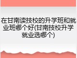 在甘南读技校的升学班和就业班哪个好(甘南技校升学就业选哪个)