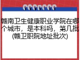 赣南卫生健康职业学院在哪个城市，是本科吗，第几批(赣卫职院地址批次)