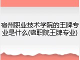 宿州职业技术学院的王牌专业是什么(宿职院王牌专业)
