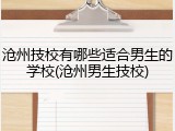 沧州技校有哪些适合男生的学校(沧州男生技校)