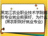 黑龙江农业职业技术学院哪些专业就业前景好，为什么(黑农职院好就业专业)