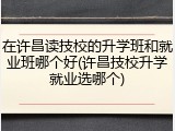 在许昌读技校的升学班和就业班哪个好(许昌技校升学就业选哪个)