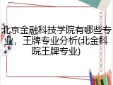 北京金融科技学院有哪些专业，王牌专业分析(北金科院王牌专业)