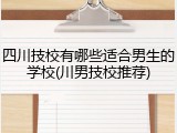 四川技校有哪些适合男生的学校(川男技校推荐)