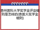 贵州医科大学奖学金评定细则是怎样的(贵医大奖学金细则)