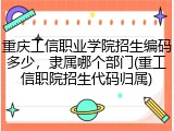 重庆工信职业学院招生编码多少，隶属哪个部门(重工信职院招生代码归属)