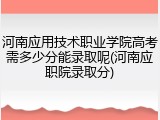河南应用技术职业学院高考需多少分能录取呢(河南应职院录取分)