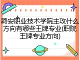 潞安职业技术学院主攻什么方向有哪些王牌专业(职院王牌专业方向)