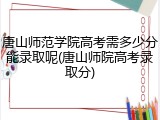 唐山师范学院高考需多少分能录取呢(唐山师院高考录取分)