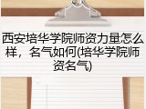 西安培华学院师资力量怎么样，名气如何(培华学院师资名气)