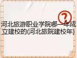 河北旅游职业学院哪一年成立建校的(河北旅院建校年)