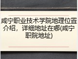 咸宁职业技术学院地理位置介绍，详细地址在哪(咸宁职院地址)