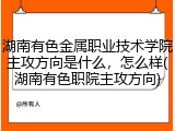 湖南有色金属职业技术学院主攻方向是什么，怎么样(湖南有色职院主攻方向)