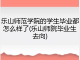 乐山师范学院的学生毕业都怎么样了(乐山师院毕业生去向)