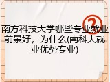 南方科技大学哪些专业就业前景好，为什么(南科大就业优势专业)
