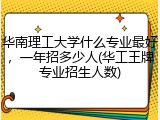 华南理工大学什么专业最好，一年招多少人(华工王牌专业招生人数)