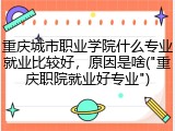 重庆城市职业学院什么专业就业比较好，原因是啥("重庆职院就业好专业")