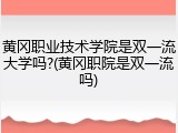 黄冈职业技术学院是双一流大学吗?(黄冈职院是双一流吗)