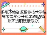 扬州环境资源职业技术学院高考需多少分能录取呢(扬州环资职院录取分)