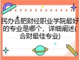 民办合肥财经职业学院最好的专业是哪个，详细阐述(合财最佳专业)