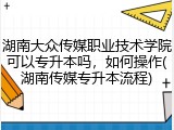 湖南大众传媒职业技术学院可以专升本吗，如何操作(湖南传媒专升本流程)