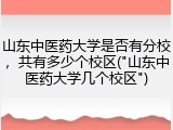 山东中医药大学是否有分校，共有多少个校区("山东中医药大学几个校区")
