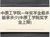 中原工学院一年奖学金最多能拿多少(中原工学院奖学金上限)