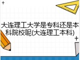 大连理工大学是专科还是本科院校呢(大连理工本科)