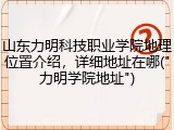 山东力明科技职业学院地理位置介绍，详细地址在哪("力明学院地址")